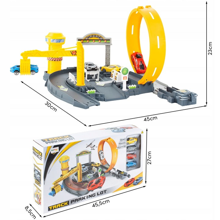 Circuit Auto Cu Lansator Si 4 Masini Incluse, Multicolor, 45 x 30 x 23 cm - MAXY