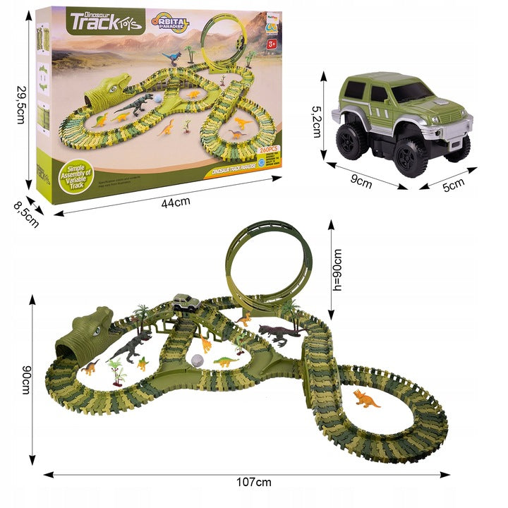 Pista De Curse Dinozaur Park Cu 260 Elemente, Masina Off-Road, 3 Ani+ - MAXY