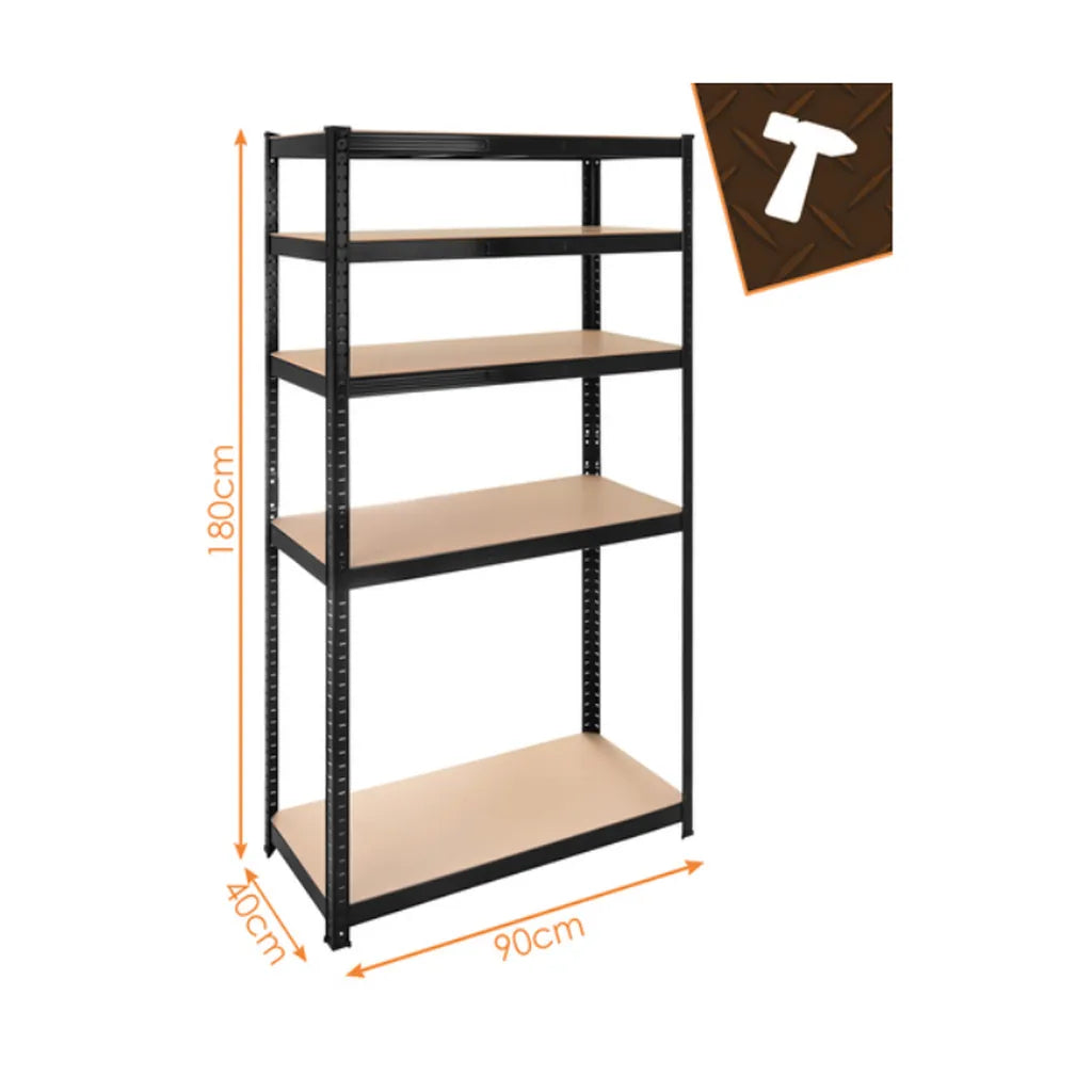 Raft Metalic Pentru Depozitare Cu 5 Polițe, 180 x 90 x 40 cm - MAXY