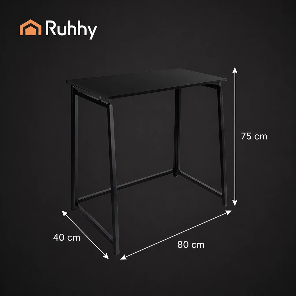 Birou Pliabil din Lemn Negru RUHHY 80x75x40 cm