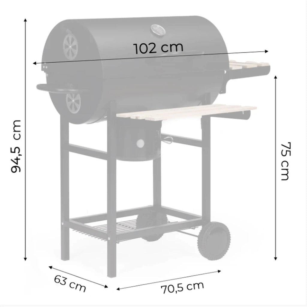 Grătar De Grădină Cu Capac și Termometru, 2 Rafturi, 102x63x94.5cm MultiGarden - MAXY