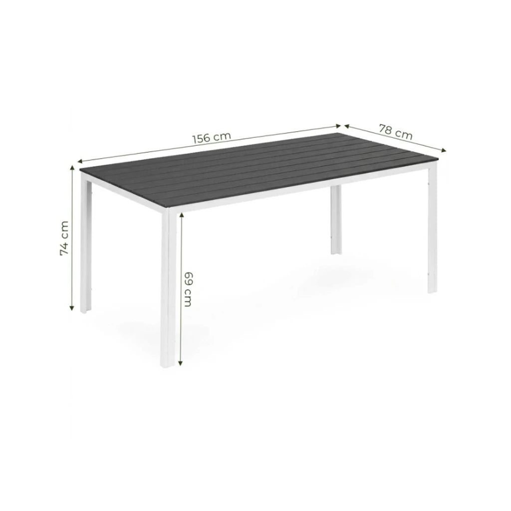 Masă de Grădină 156x78 cm, Gri-Alb - MAXY