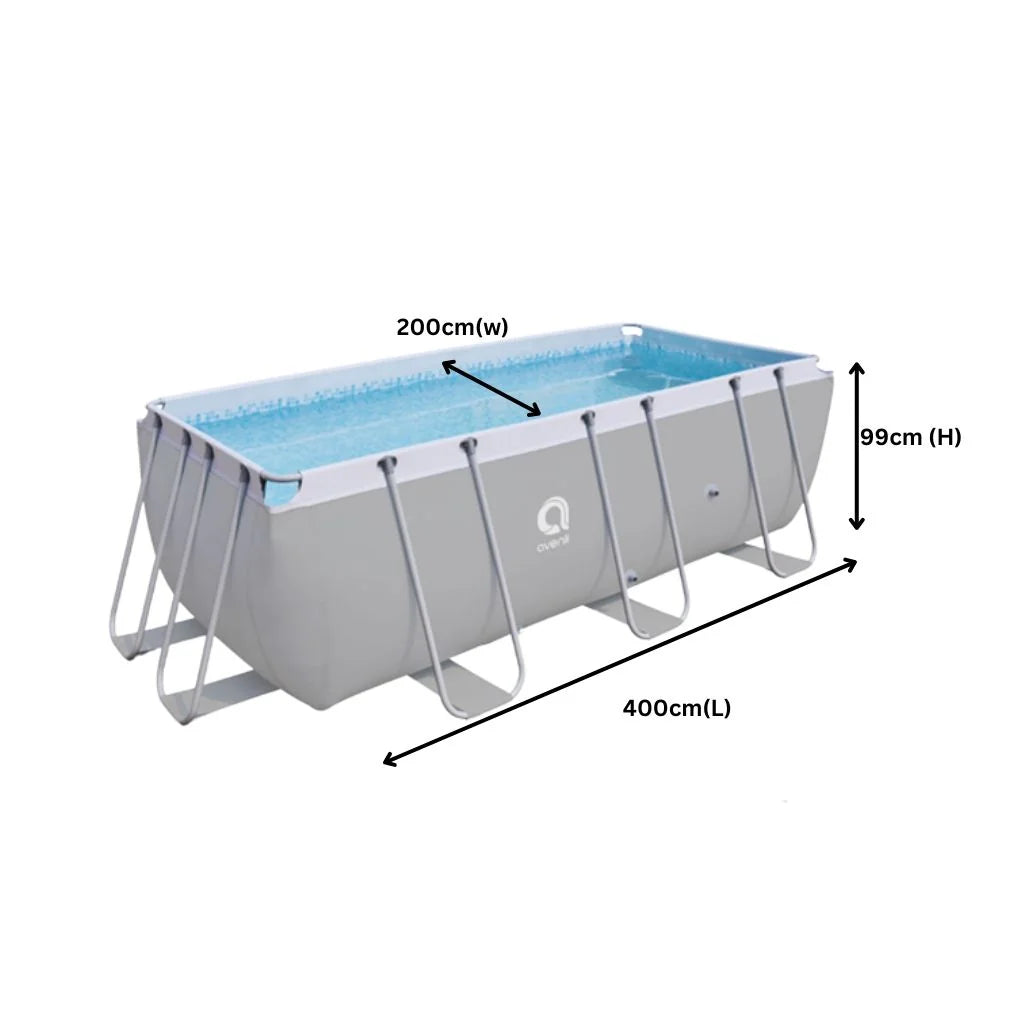 Piscină Dreptunghiulară Avenli 400 x 200 x 99 cm cu Cadru Metalic și Pompa de Filtrare Inclusă