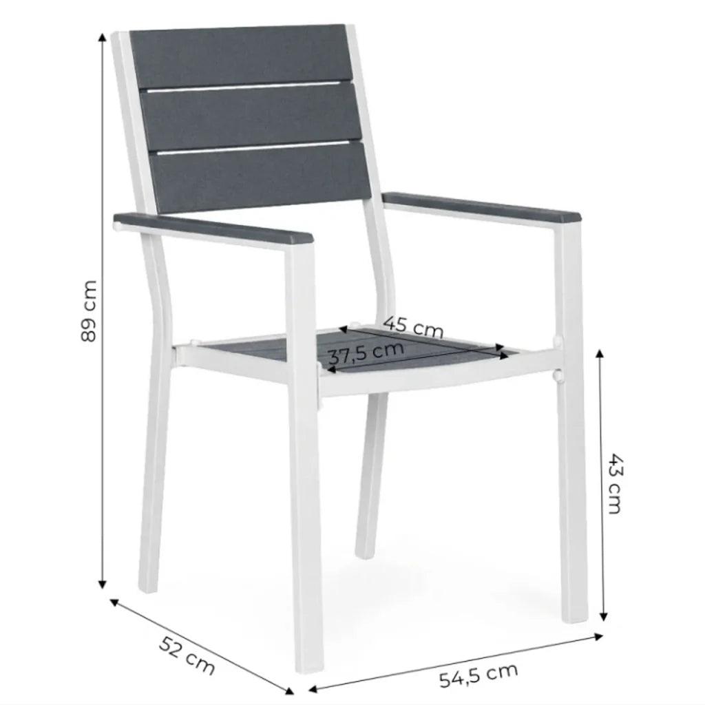 Set 2 Scaune de Grădină pentru Terasă și Balcon Gri-Alb