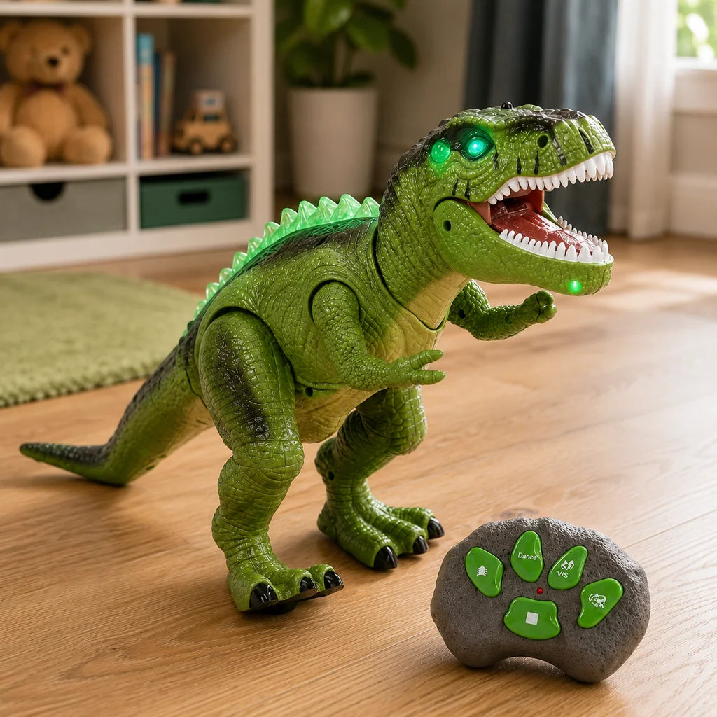 Dinozaur Cu Telecomanda Interactiv, Lumini LED, Sunete 44 x 16 x 23 cm - MAXY