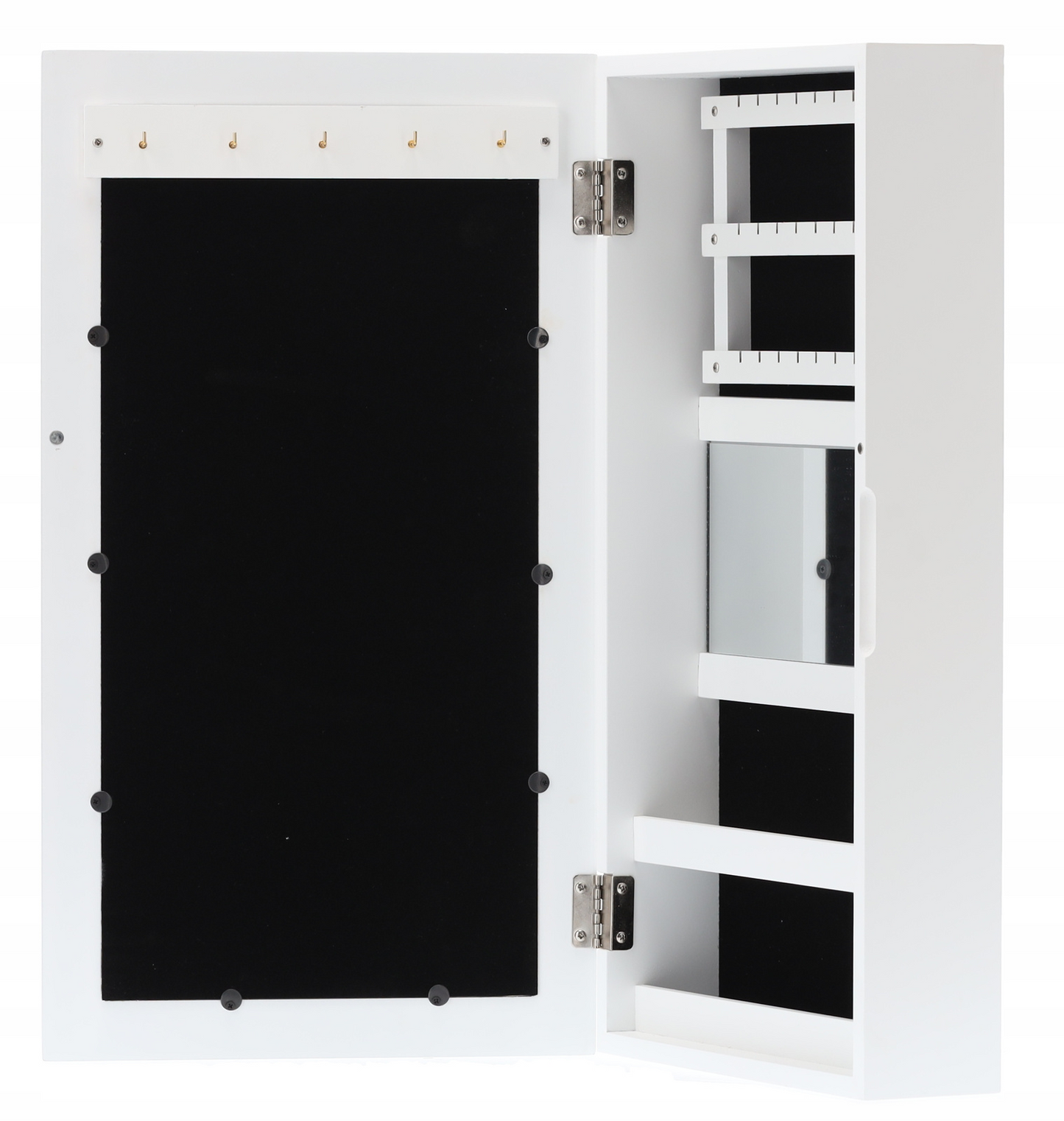 Dulap de Perete pentru Bijuterii cu Oglindă, Alb, 31 x 9,5 x 56 cm - MAXY