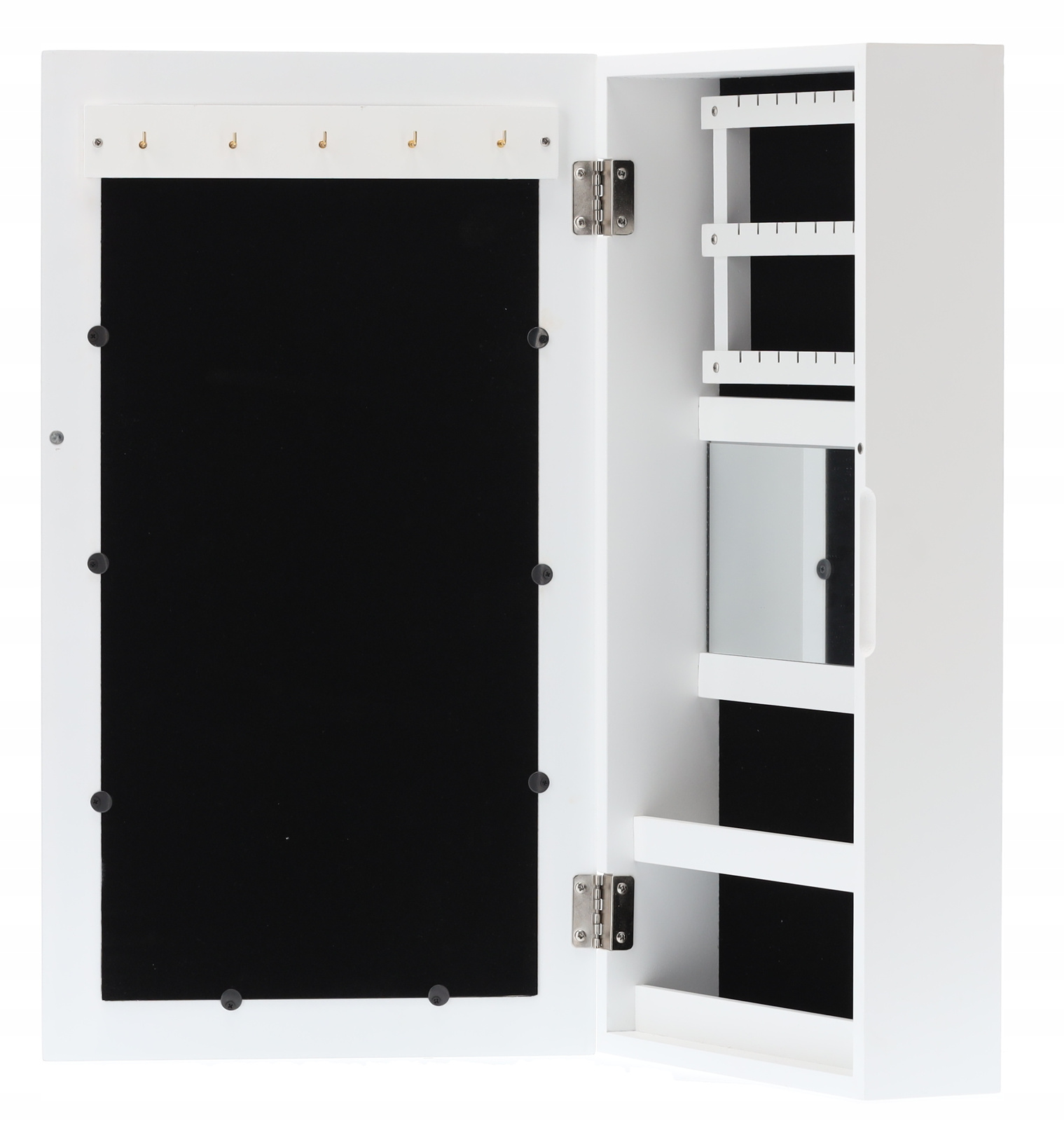 Dulap de Perete pentru Bijuterii cu Oglindă, Alb, 31 x 9,5 x 56 cm - MAXY