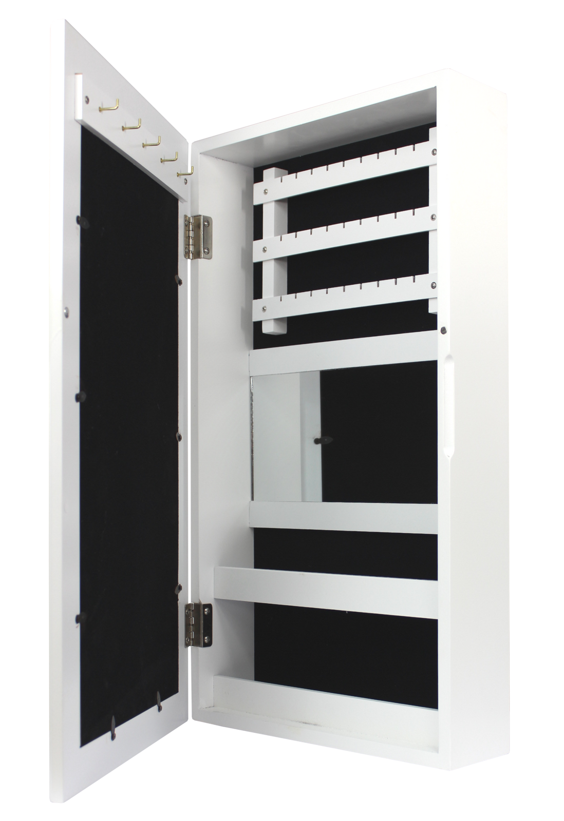 Dulap de Perete pentru Bijuterii cu Oglindă, Alb, 31 x 9,5 x 56 cm - MAXY
