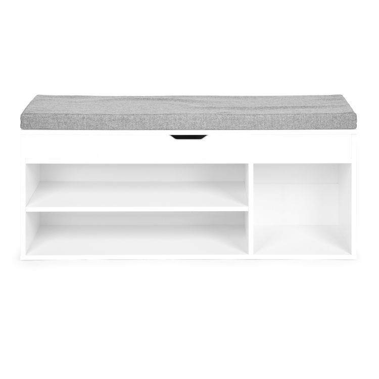 Dulap pentru Pantofi cu Pernă Gri și Spațiu de Depozitare,104x30,5x49 cm