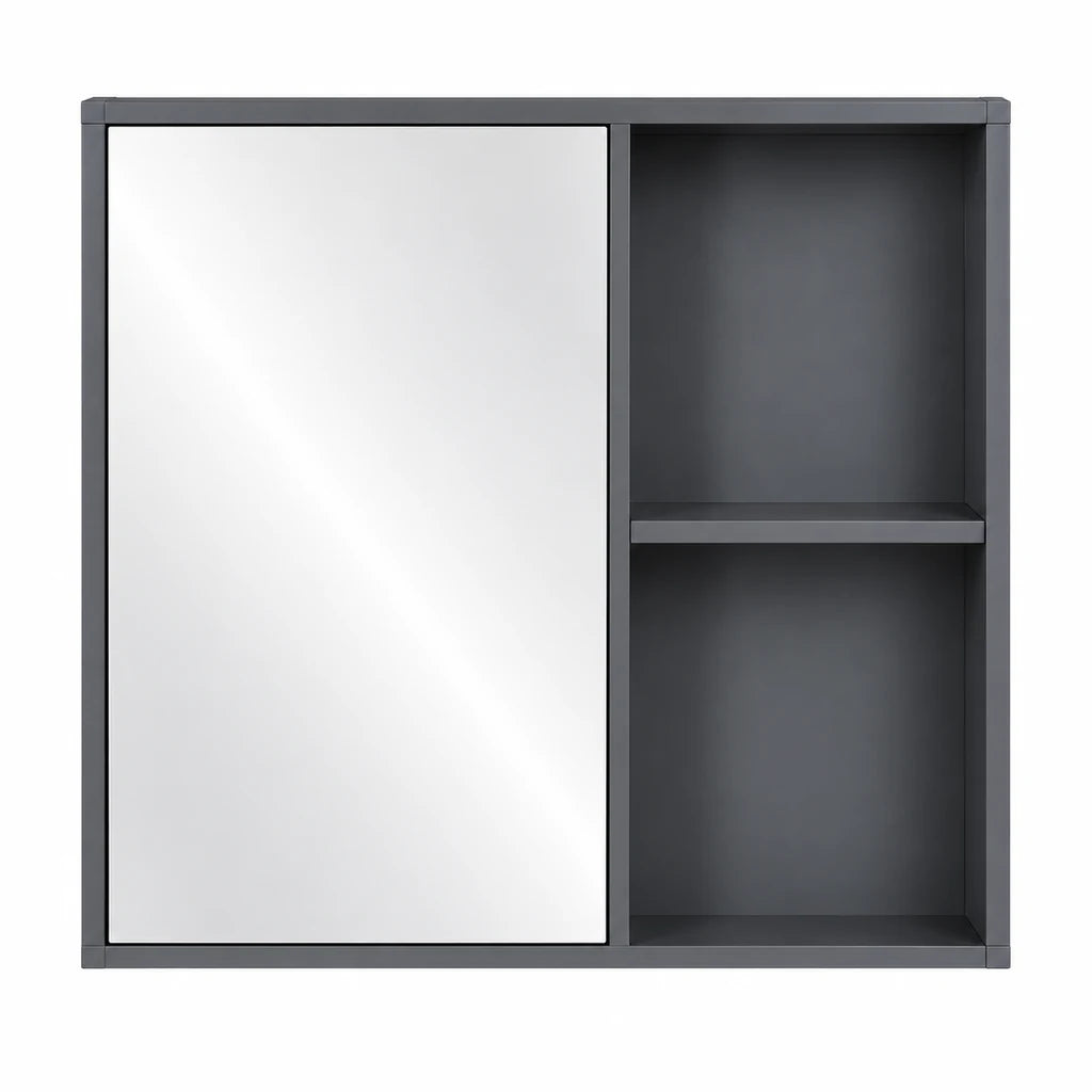 Mobilier de Baie cu Chiuvetă și Oglindă, Culoare Gri