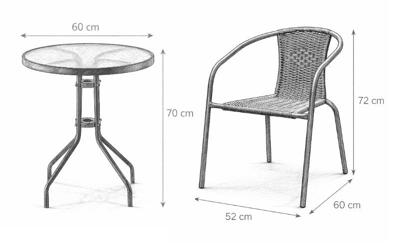 Set Mobilier Grădină Bistro Masa cu 2 Scaune Gri - MAXY