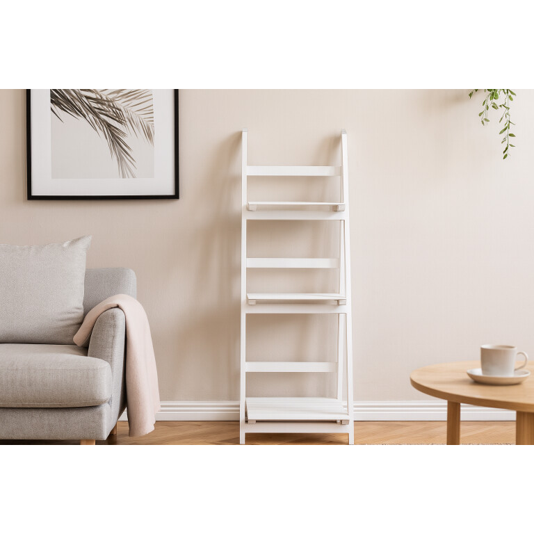 Etajeră Tip Scară cu 3 Polițe din Lemn, Culoare Albă, 42x39x109cm