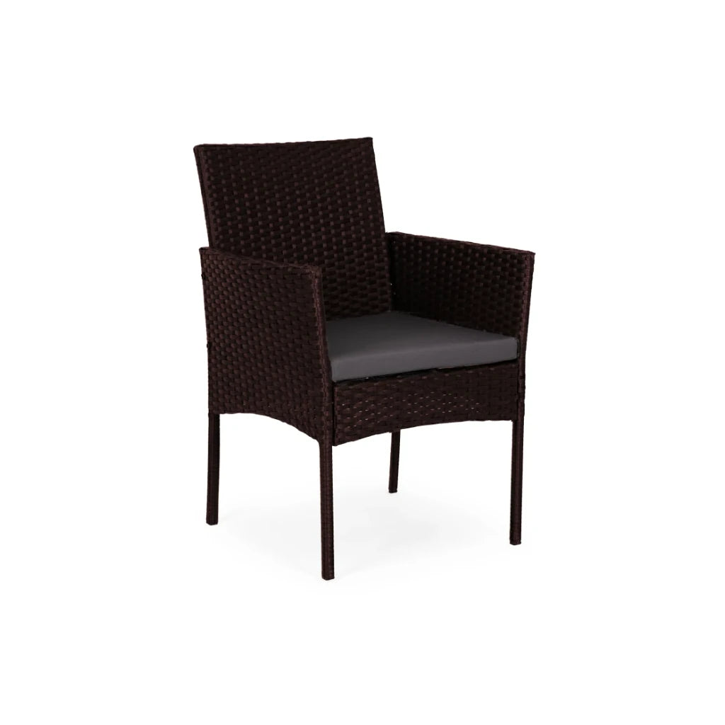 Set Mobilier Gradina Premium, Canapea, 2 Fotolii, Masa, Maro, Perne Gri