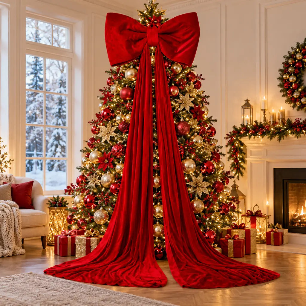 Fundă Decorativă de Crăciun Mare XXL, Roșie, 85×270 cm - MAXY
