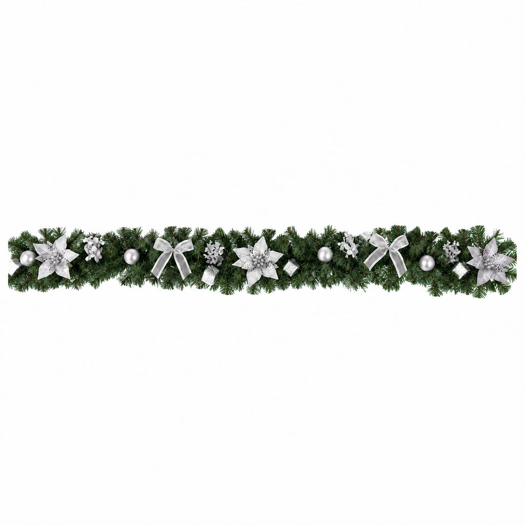 Ghirlandă Artificială de Crăciun cu Decorațiuni Argintii, 180 cm - MAXY