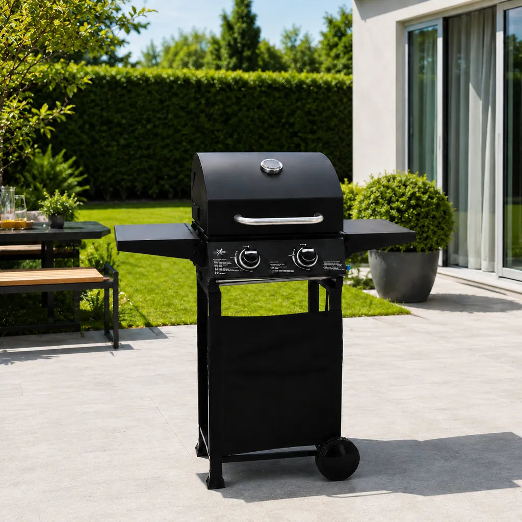 Grătar pe Gaz cu 2 Arzătoare 5,4 kW, 93,5 x 53 x 109 cm - MAXY
