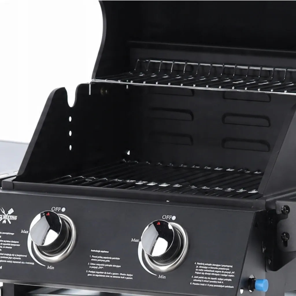 Grătar pe Gaz cu 2 Arzătoare 5,4 kW, 93,5 x 53 x 109 cm - MAXY