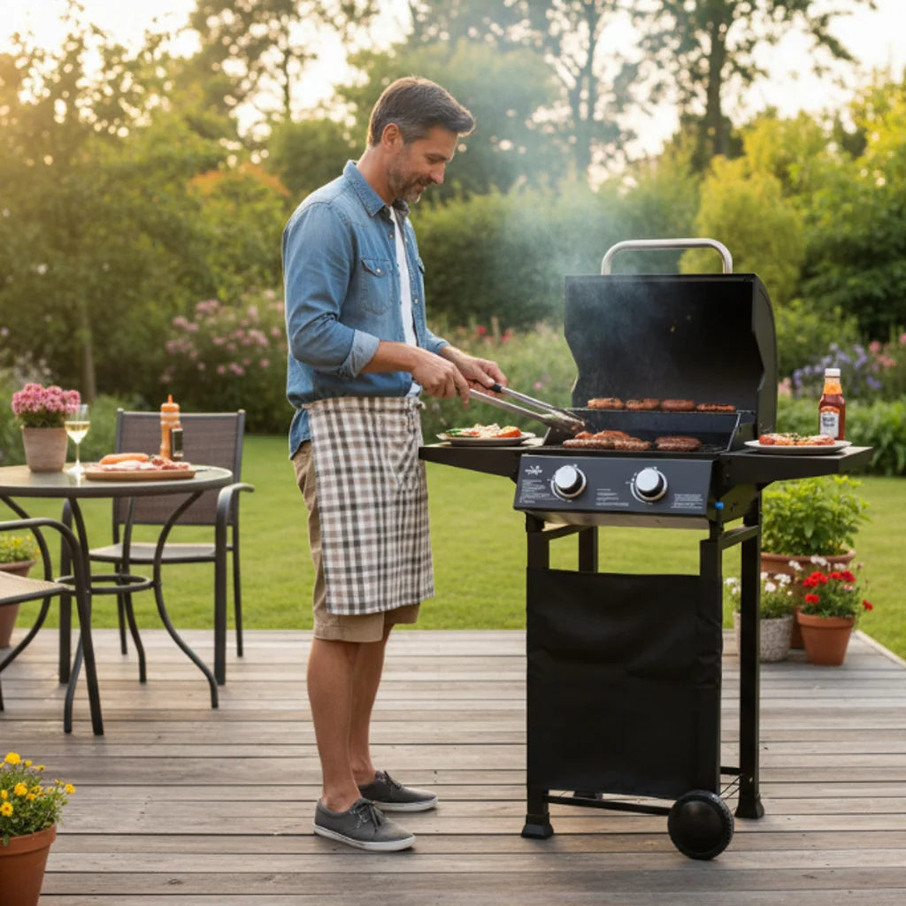 Grătar pe Gaz cu 2 Arzătoare 5,4 kW, 93,5 x 53 x 109 cm - MAXY