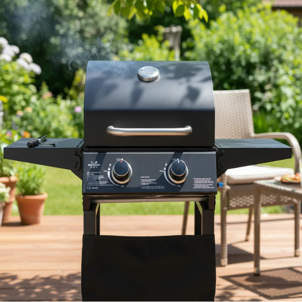 Grătar pe Gaz cu 2 Arzătoare 5,4 kW, 93,5 x 53 x 109 cm - MAXY