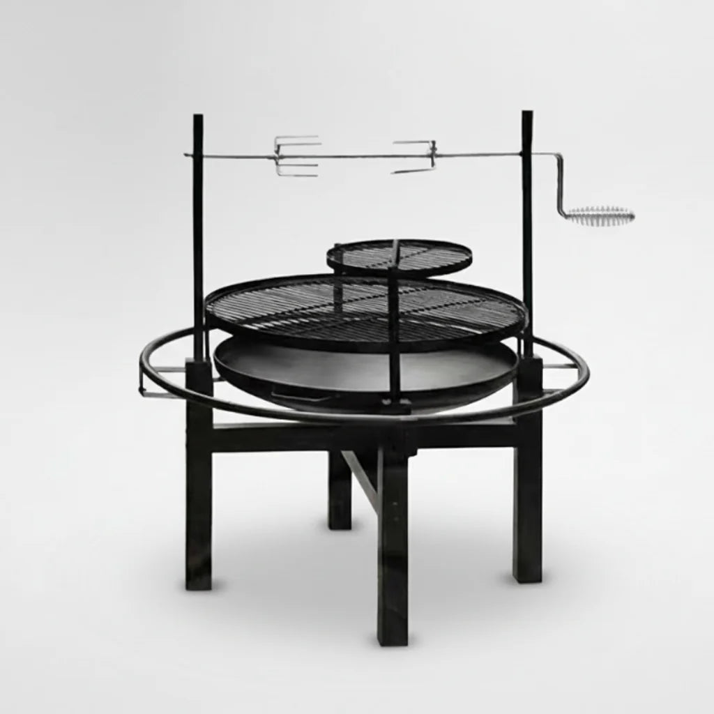 Grătar de Grădină Multifuncțional cu Rotisor Rotativ, 90x86x99 cm - MAXY