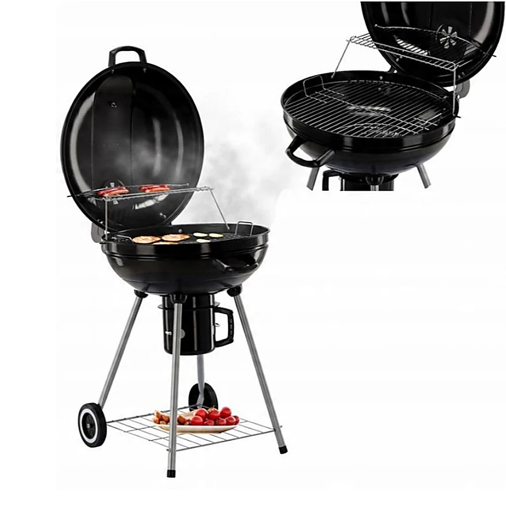 Grătar de Grădină pe Cărbuni cu Capac și Termometru, Diametru 57 cm - MAXY