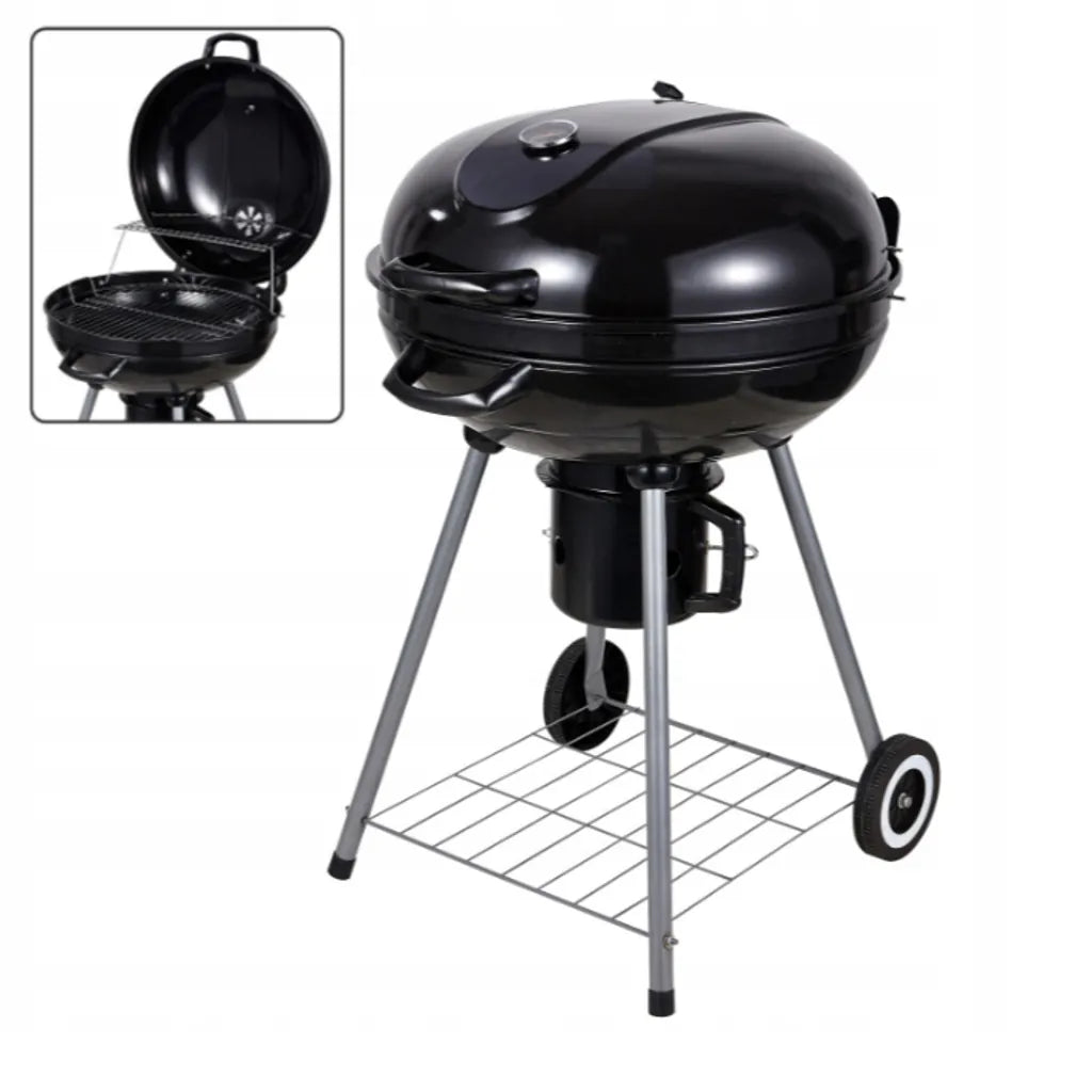 Grătar de Grădină pe Cărbuni cu Capac și Termometru, Diametru 57 cm - MAXY