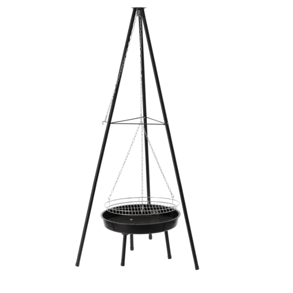 Grătar Suspendat pe Trepied cu Înălțime Reglabilă, 95 x 95 x 147 cm - MAXY