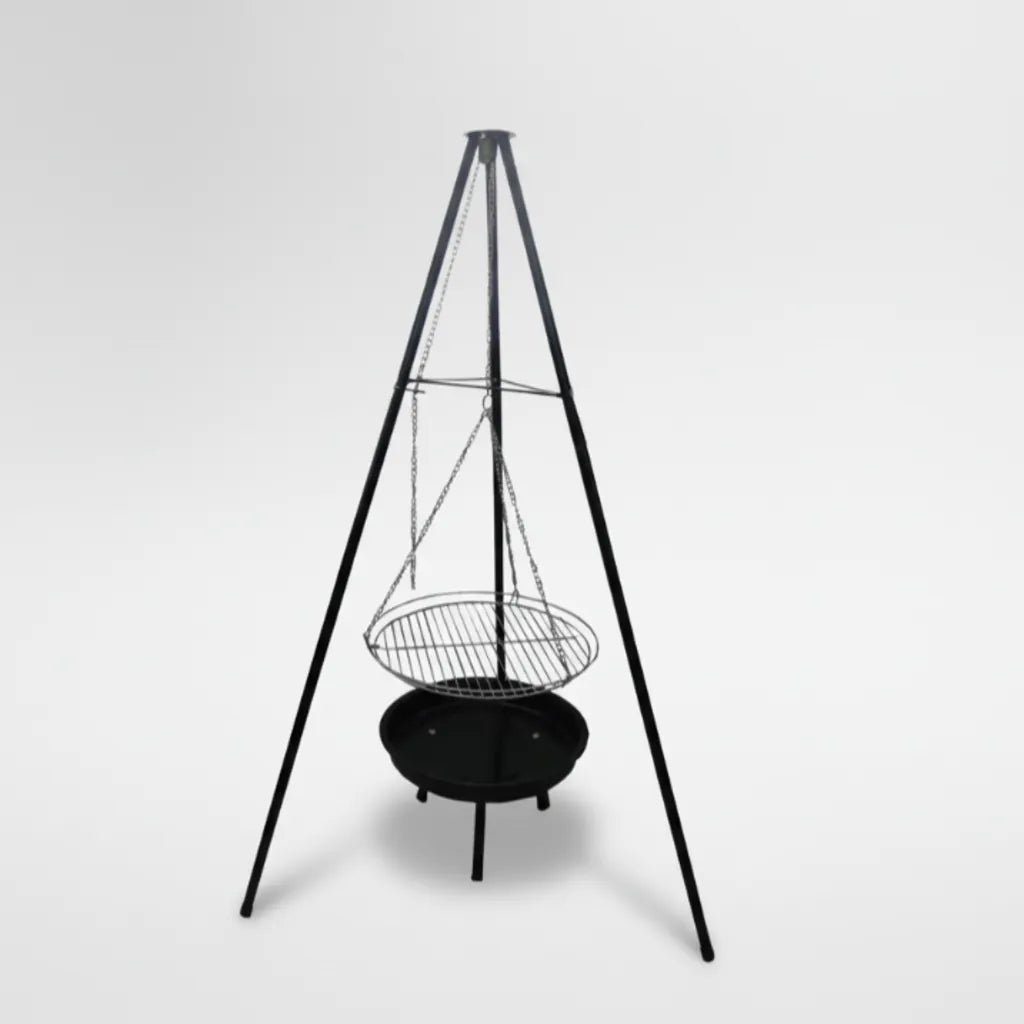 Grătar Suspendat pe Trepied cu Înălțime Reglabilă, 95 x 95 x 147 cm - MAXY