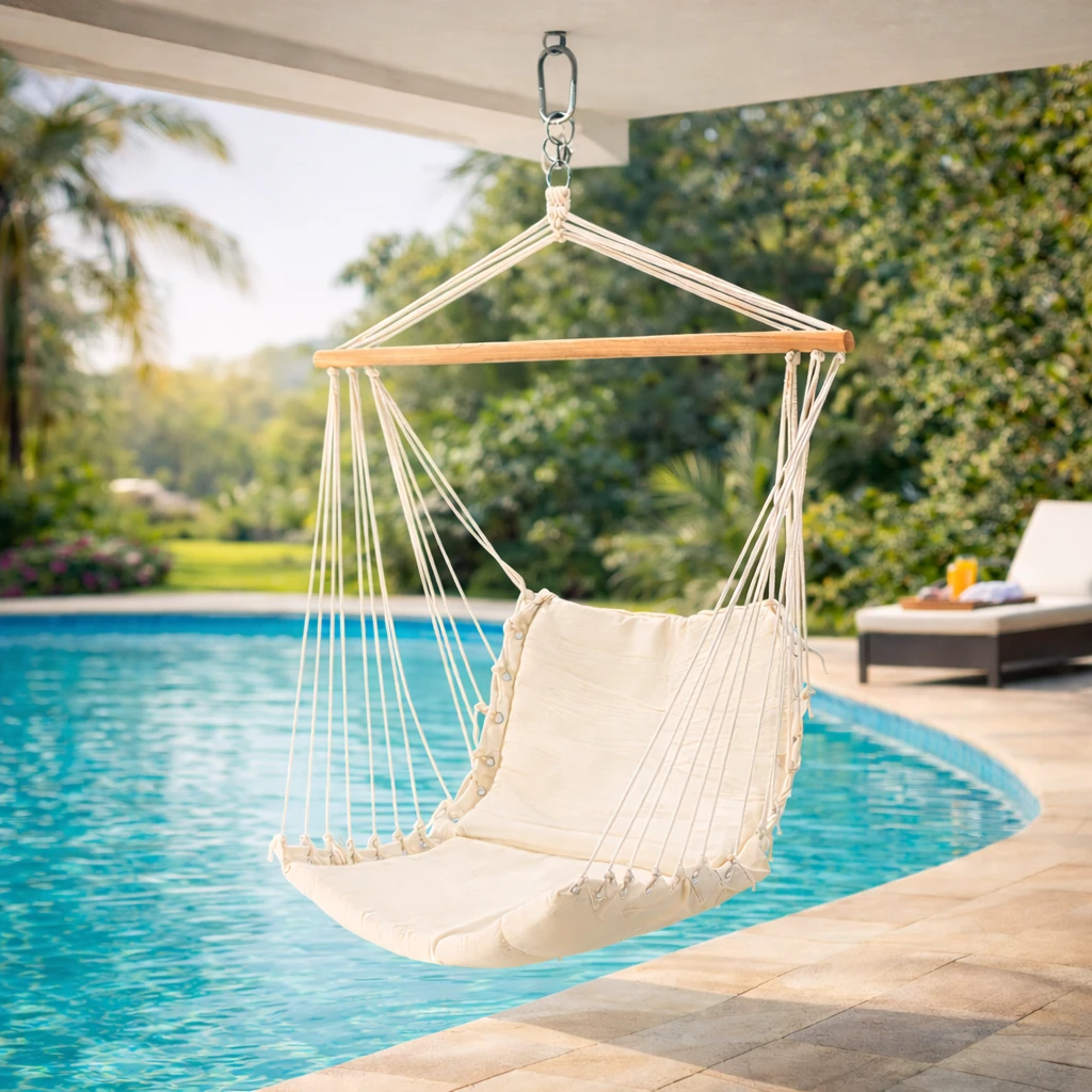 Hamac Tip Scaun Bej 130×120 cm, Suport 150 kg - MAXY