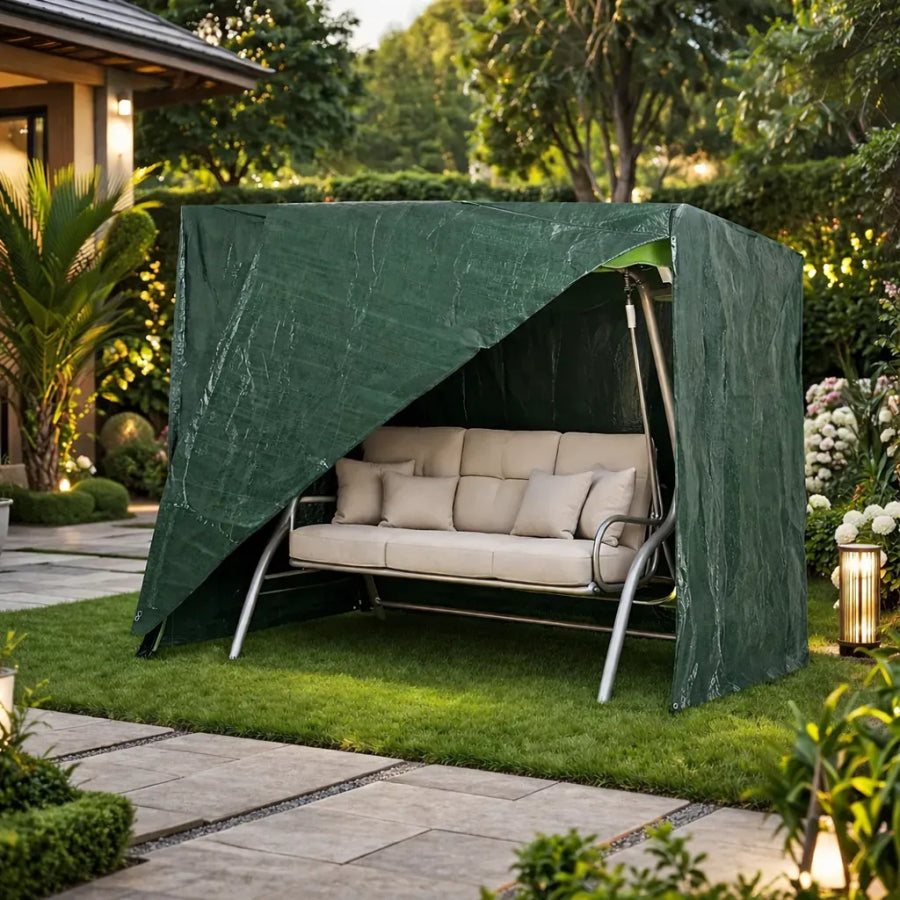 Husa protectie balansoar verde, cu fermoar, 215 x 150 x 145 cm - MAXY