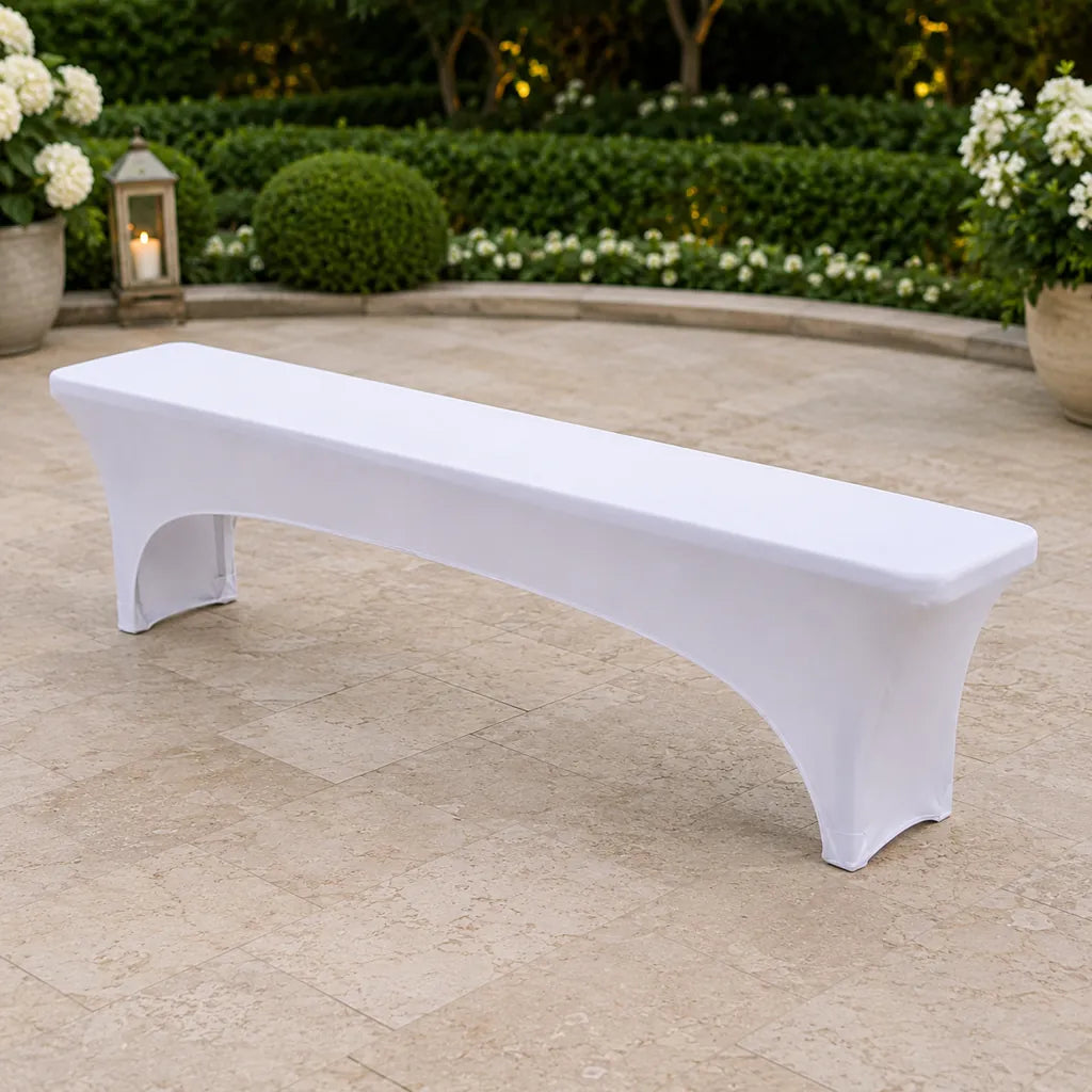 Husă Elastică pentru Bancă 183 x 28 cm Alb - MAXY