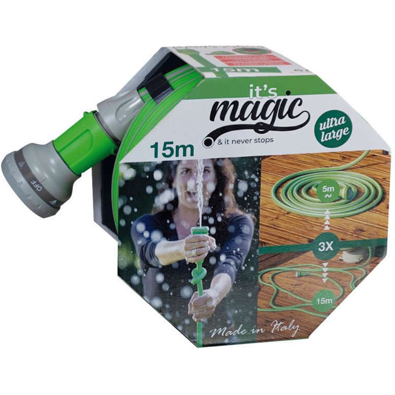 Furtun de Grădină Extensibil 22.5 m cu Pistol de Stropit și Tambur - MAXY