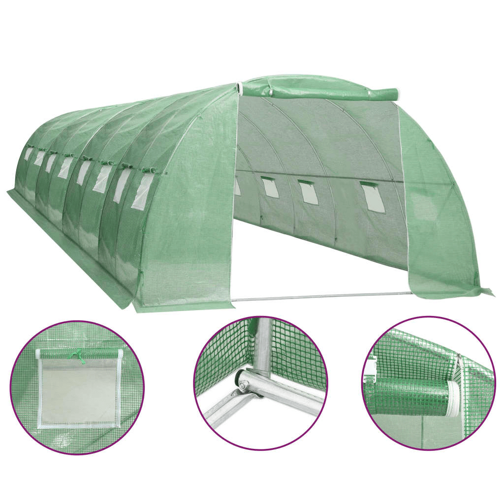 Sera gradina 10x4x2m tip tunel pentru legume, verde