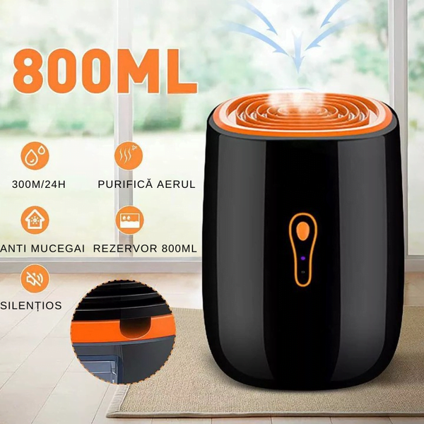 Dezumidificator electric, anti-mucegai, funcție uscare haine, 800 ml - MAXY