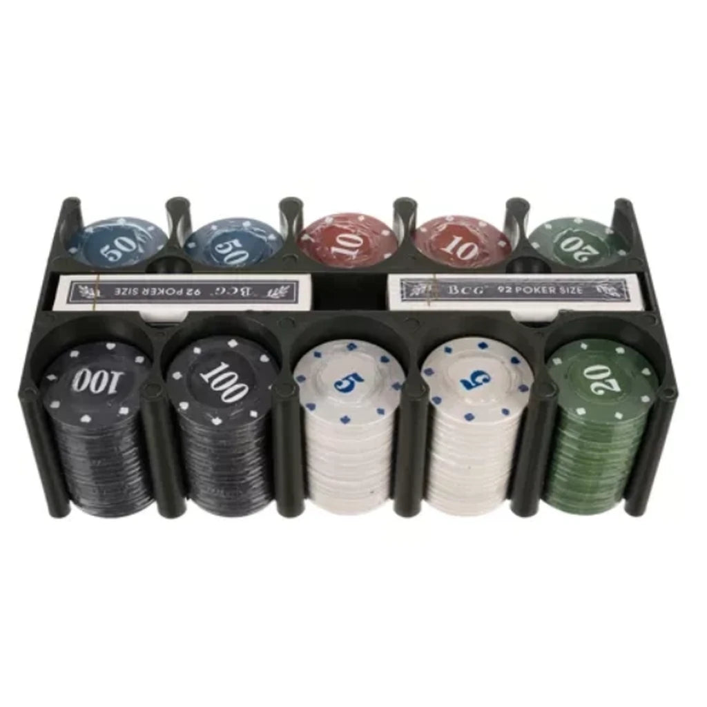 Set De Poker Texas, 200 De Jetoane, Covoraș 92x58 cm, 2 Pachete De Cărți, Cutie Metalică