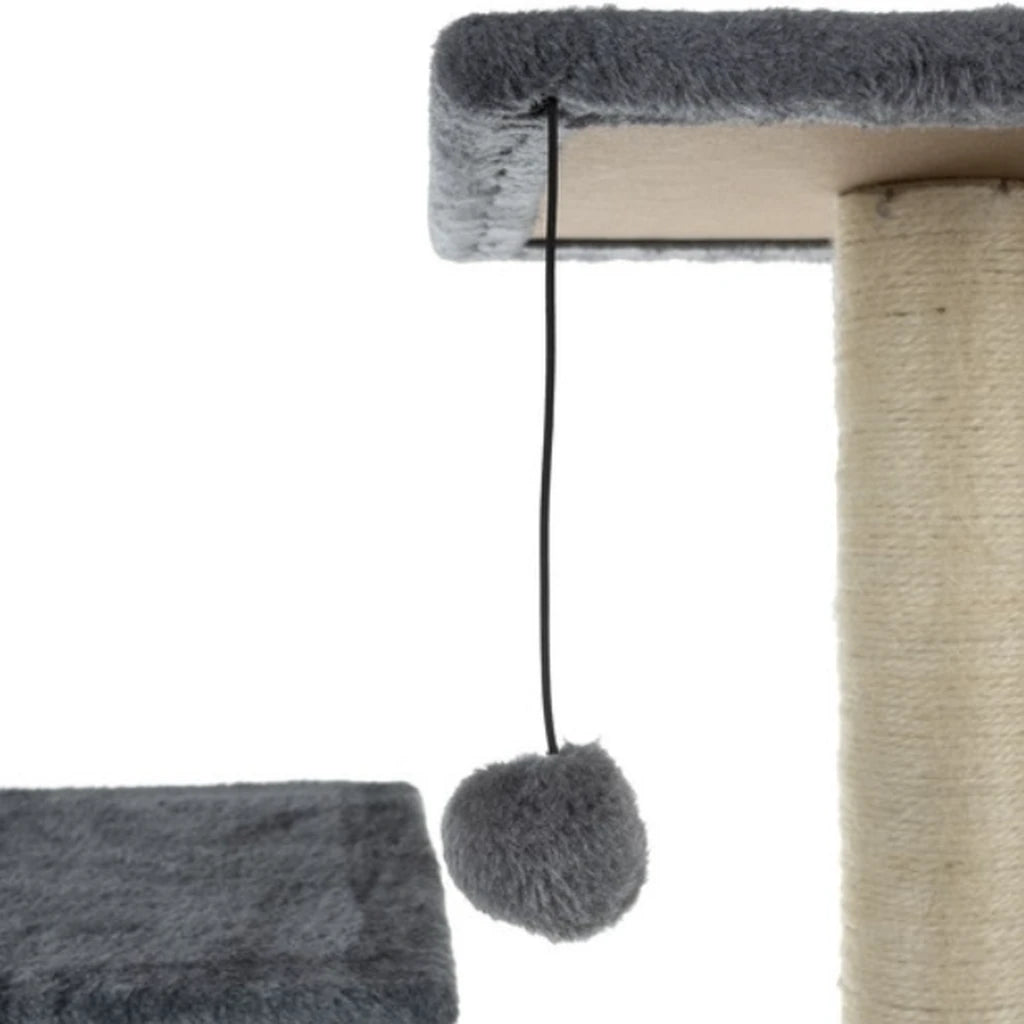 Ansamblu Pentru Pisici, Înălțime 71 cm, 4 Niveluri, Stâlpi Cu Sisal, Căsuță și Pat, Gri