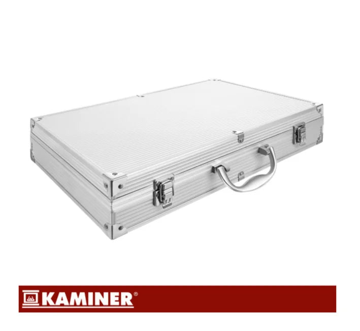 Ustensile Grătar din Oțel Inoxidabil, Set 26 Piese cu Etui, Aluminiu, Kaminer