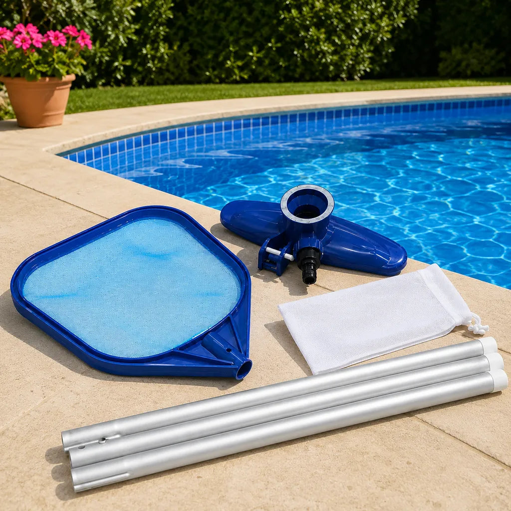 Kit de Curățare Piscine cu Perie și Plasă 250 cm