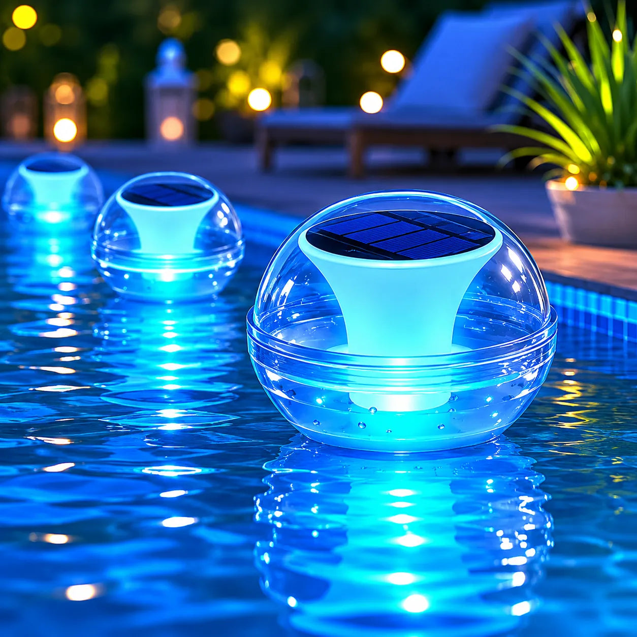 Lampă LED Solară Plutitoare pentru Piscină Multicoloră 10.5 x 10 cm - MAXY