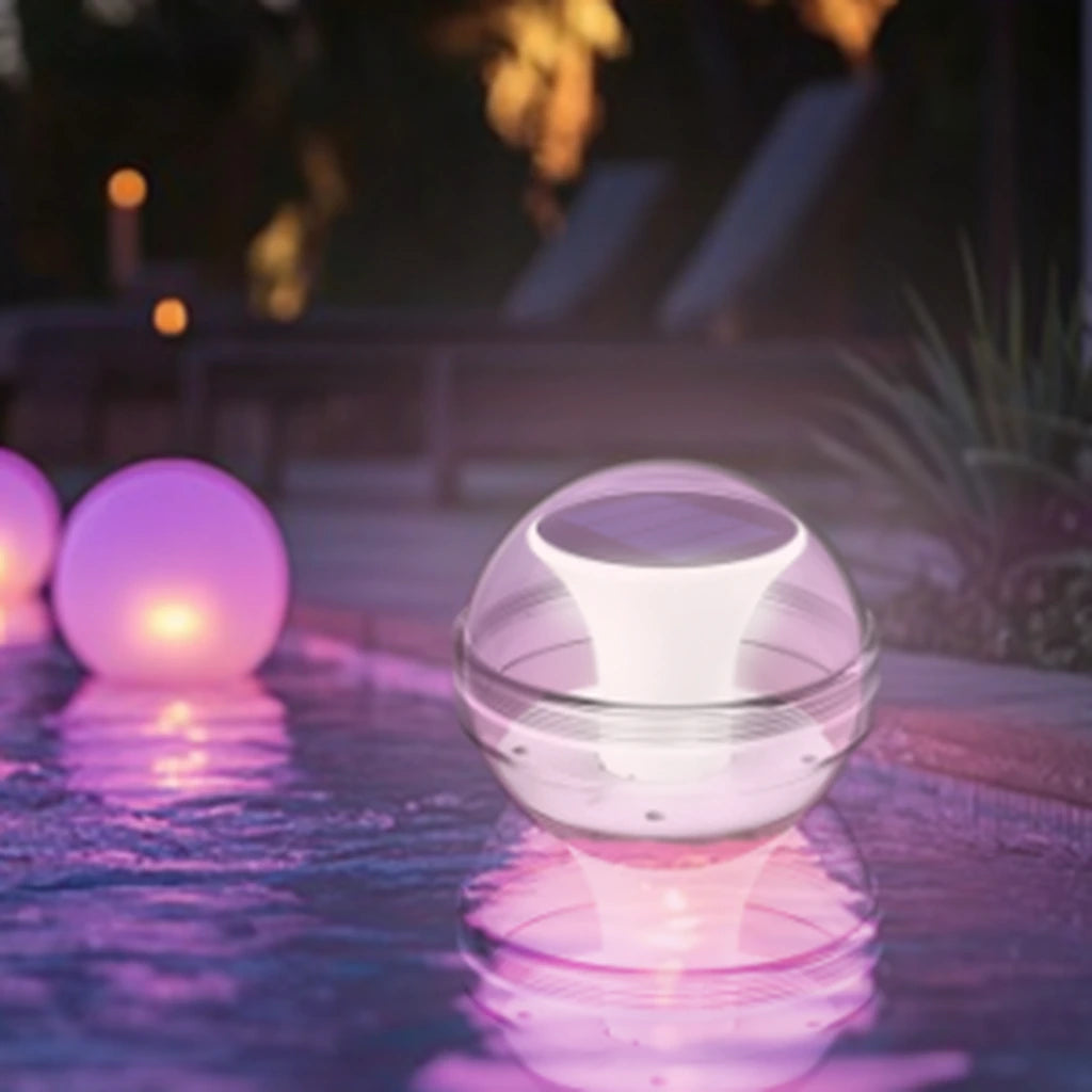 Lampă LED Solară Plutitoare pentru Piscină Multicoloră 10.5 x 10 cm - MAXY