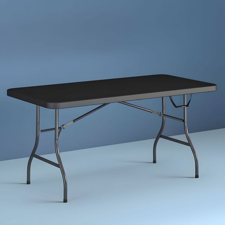 Masă Pliabilă de Grădină 180x70x74 cm – Cadru Oțel, Culoare Negru - MAXY