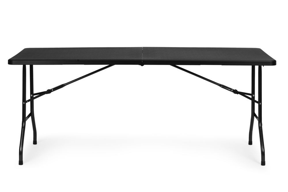 Masă Pliabilă de Grădină 180x70x74 cm – Cadru Oțel, Culoare Negru - MAXY