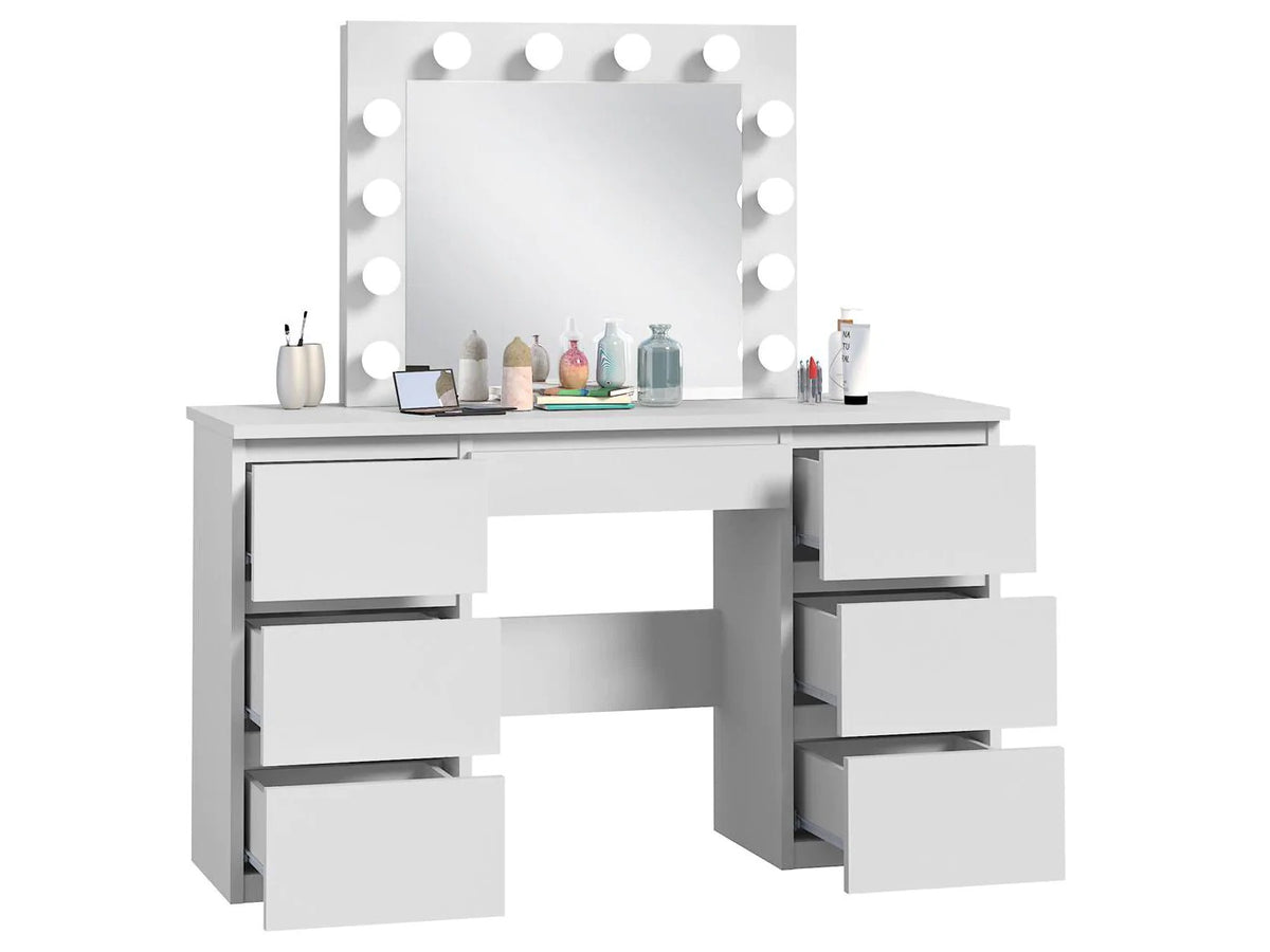 Masă de Machiaj cu 7 Sertare și Oglindă LED 120 x 45 x 140 cm