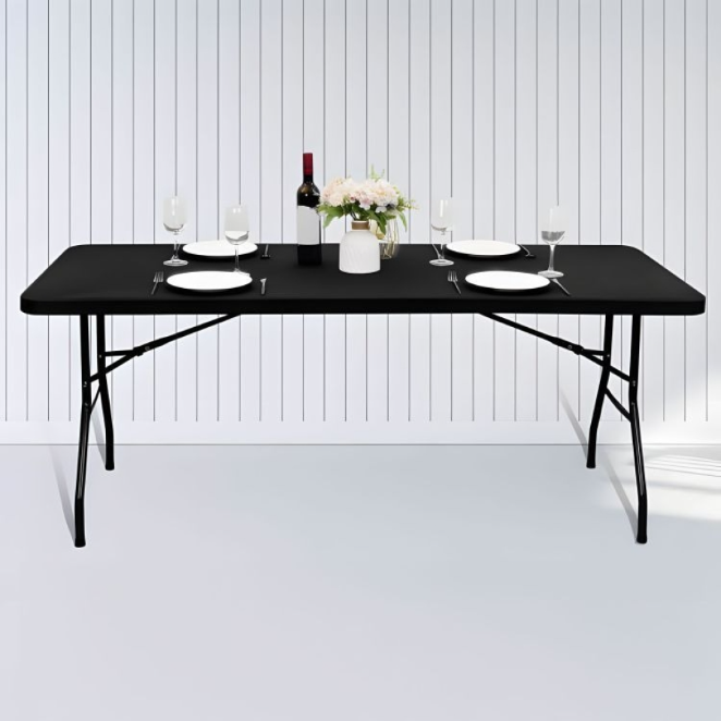 Masă Pliabilă de Grădină 180x70x74 cm – Cadru Oțel, Culoare Negru - MAXY