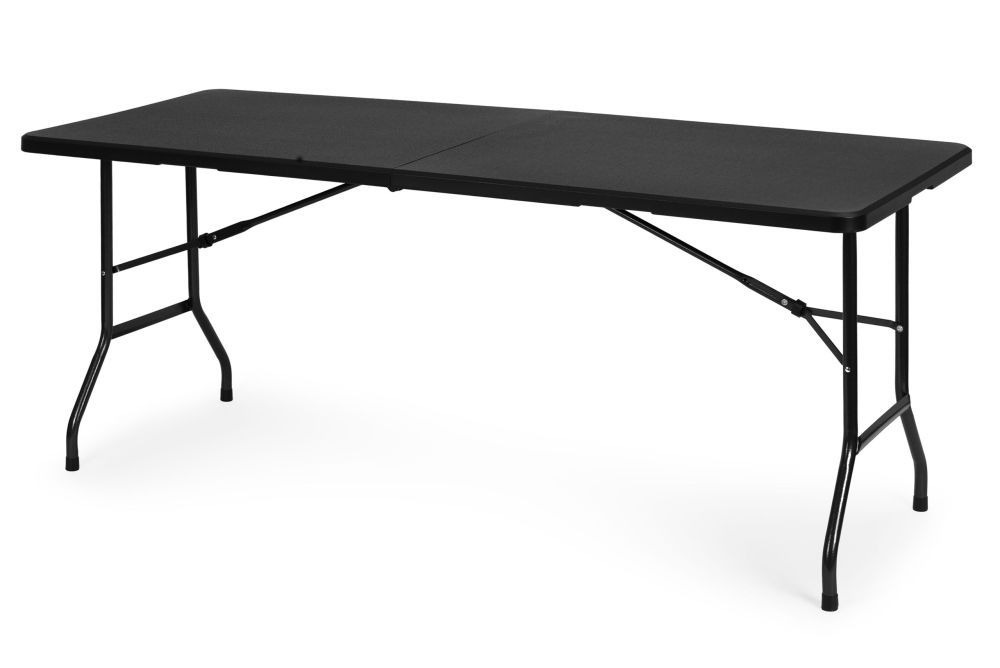 Masă Pliabilă de Grădină 180x70x74 cm – Cadru Oțel, Culoare Negru - MAXY