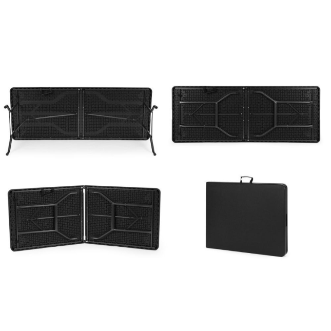 Masă Pliabilă de Grădină 180x70x74 cm – Cadru Oțel, Culoare Negru - MAXY