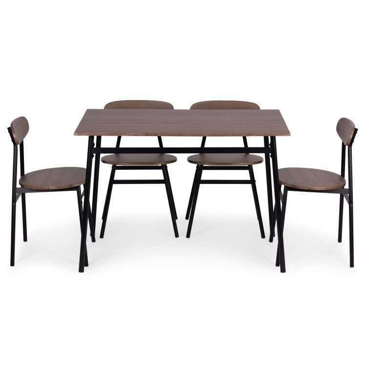 Set Masa Si 4 Scaune OSLO Pentru Sufragerie, Bucatarie, Maro Inchis