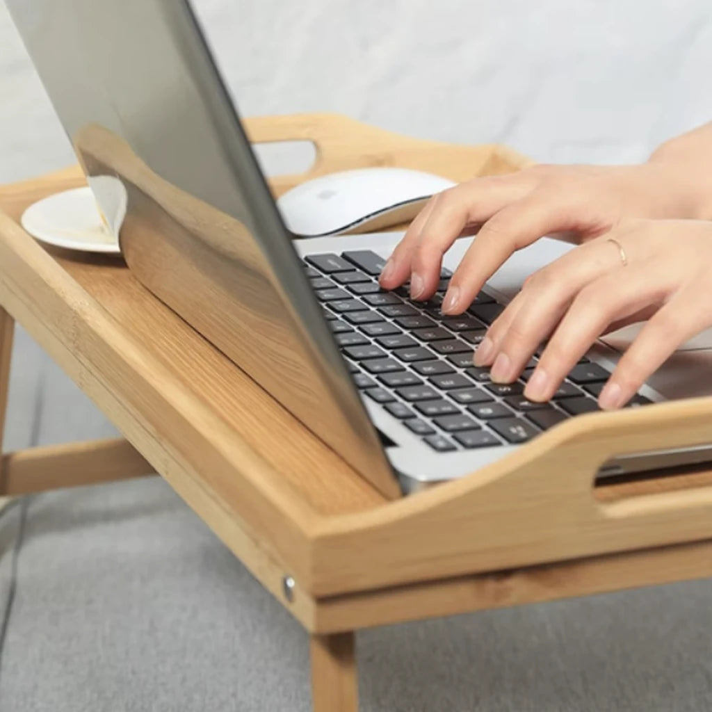 Masă De Mic Dejun Pliabilă Din Bambus, Pentru Pat și Laptop, 73x31x21 cm