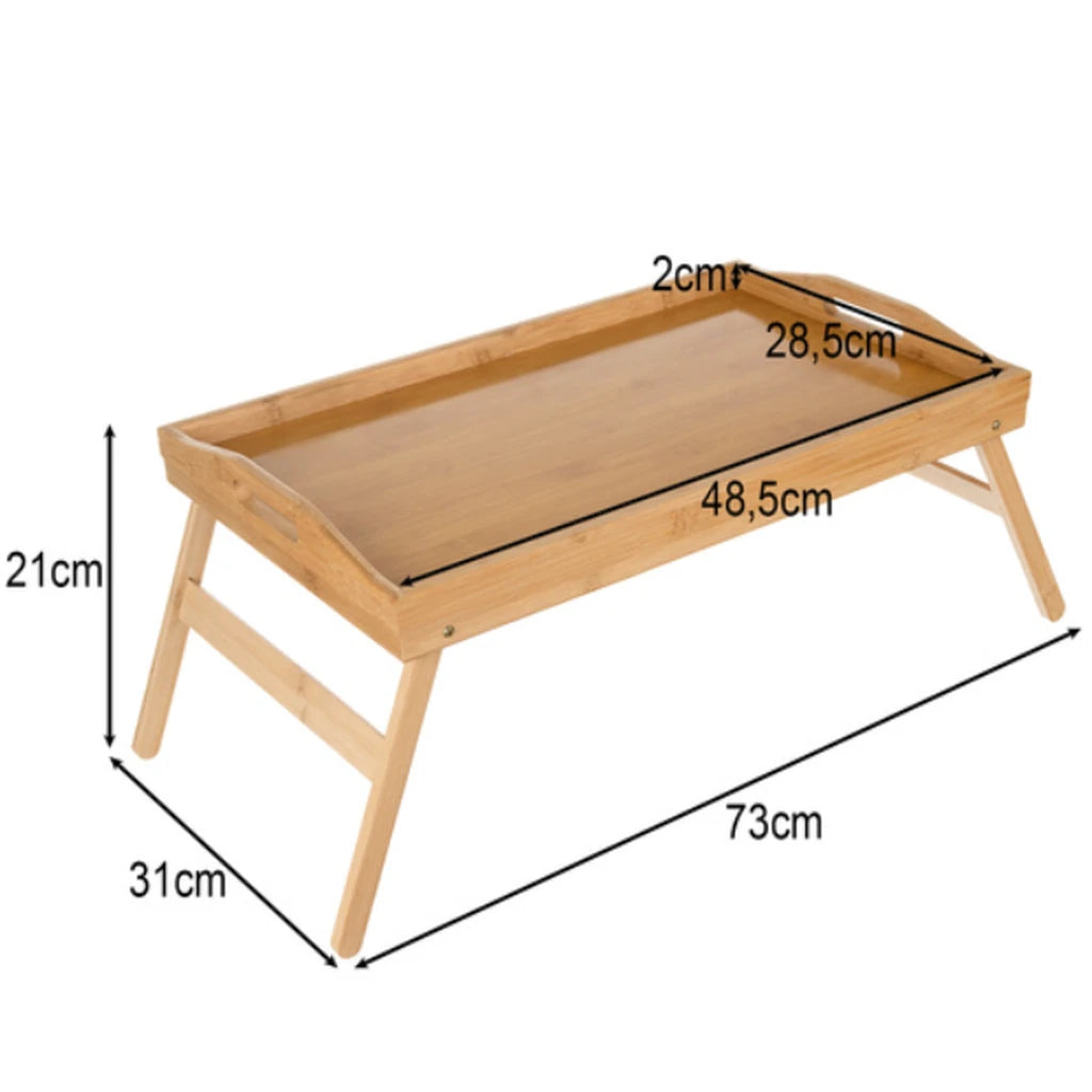 Masă De Mic Dejun Pliabilă Din Bambus, Pentru Pat și Laptop, 73x31x21 cm