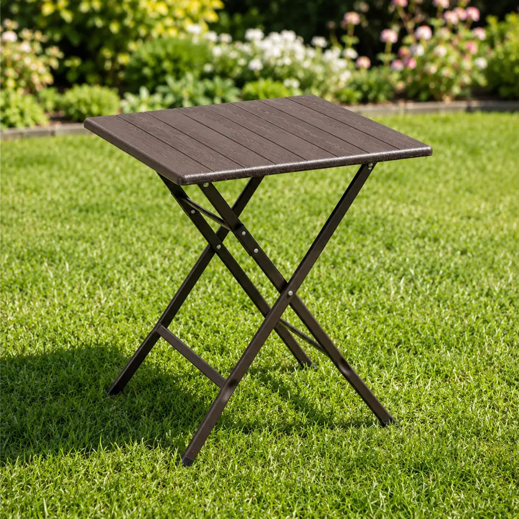 Masă Pliabilă pentru Grădină, Terasă și Camping 61,5x61,5x73 cm, Maro - MAXY